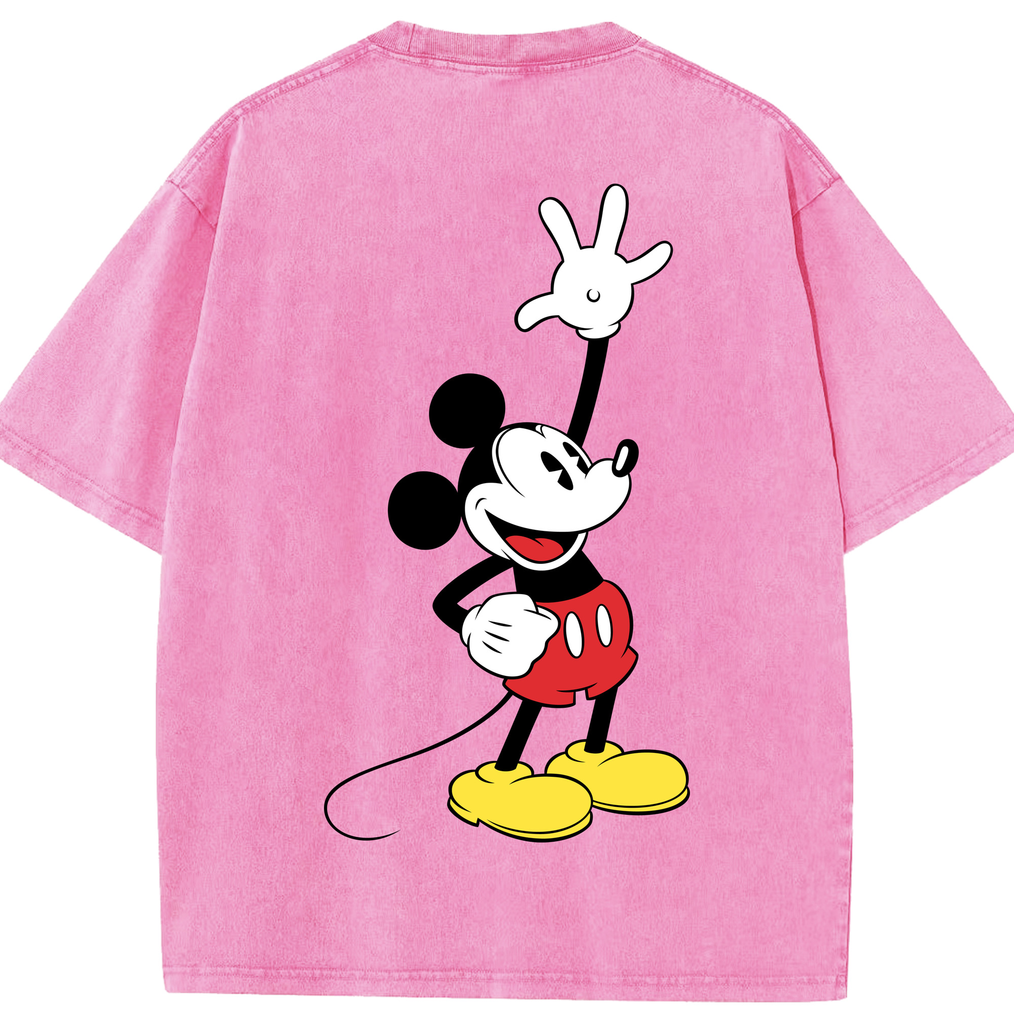 （画像用） ミッキーマウス Mickey Mouse 綿100% ヴィンテージ風 半袖Tシャツ（背面プリント）